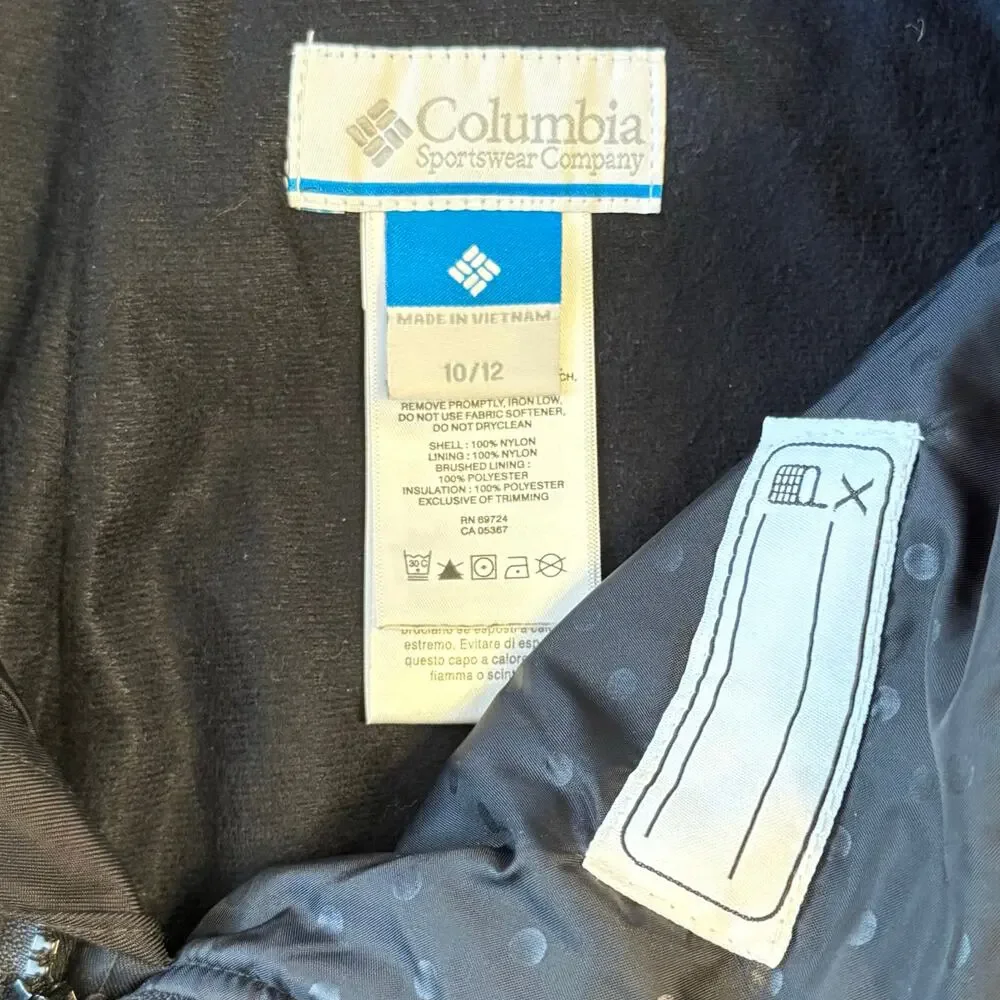 Columbia Snow Bib Overalls Waterproof Insulated Winter Ski Black Kids Size 10/12